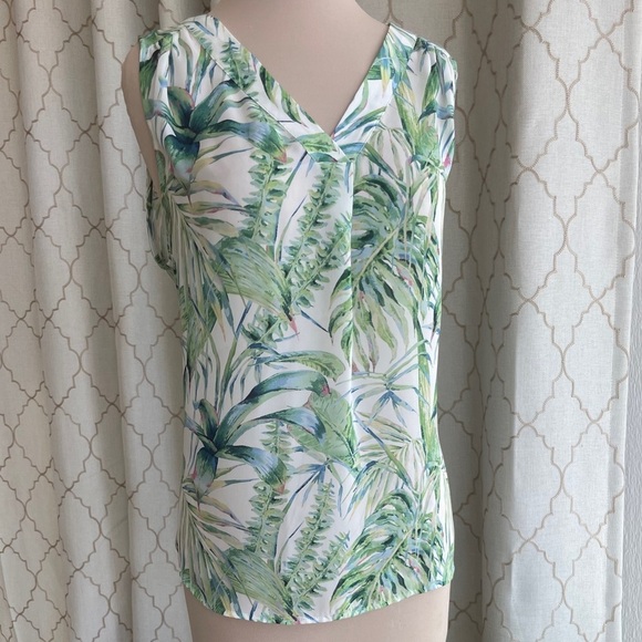 Carolina Belle Montreal Tropical Leaf Print Sleeveless Top, Size Medium - Picture 10 of 14